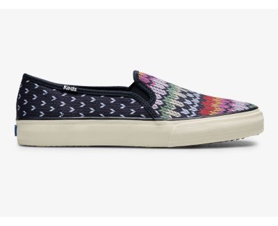 Keds Double Decker Fair Isle Canvas Sneakers Dames Donkerblauw Gekleurd | w4xXOBnm