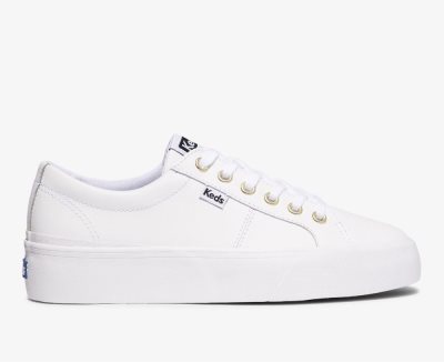 Keds Jump Kick Duo Leren Sneakers Dames Wit | KKaJxjE1