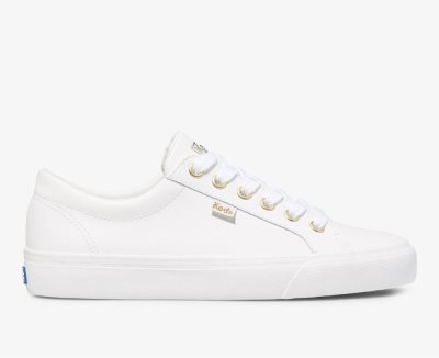 Keds Jump Kick Leren Sneakers Dames Wit Goud | RI22KC6t