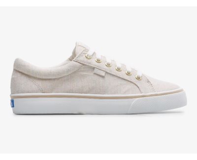 Keds Jump Kick Linen Fleck Veterschoenen Dames Oatmeal | 5oCPcI54