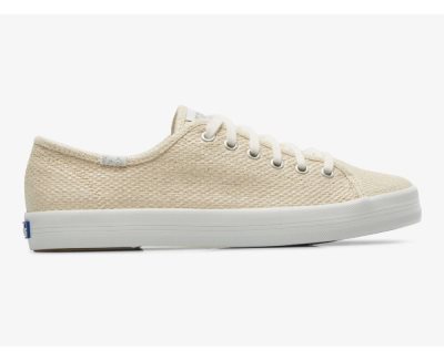 Keds Kickstart Metallic Textiel Veterschoenen Dames Beige Zilver | 261gOtMW