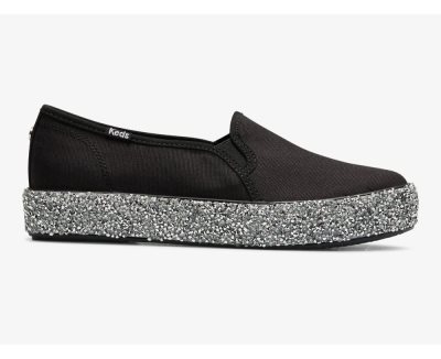 Keds Triple Decker Rock Salt Glitter Sneakers Dames Zwart Zilver | MEwpmVCe