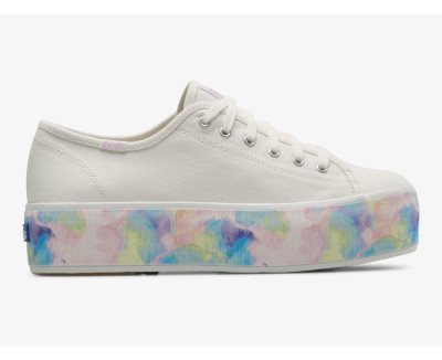 Keds Triple Up Abstract Floral Foxing Veterschoenen Dames Wit Gekleurd | yMqI4LTj