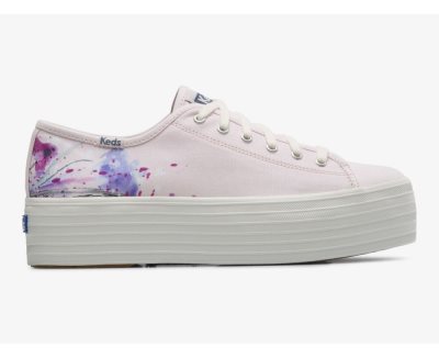 Keds Triple Up Canvas Painterly Floral Canvas Schoenen Dames Lichtroze | vJM4TqaL