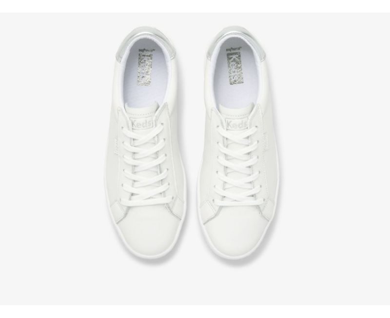 Keds Ace Leren Sneakers Dames Wit Zilver | 2nVBhTpf