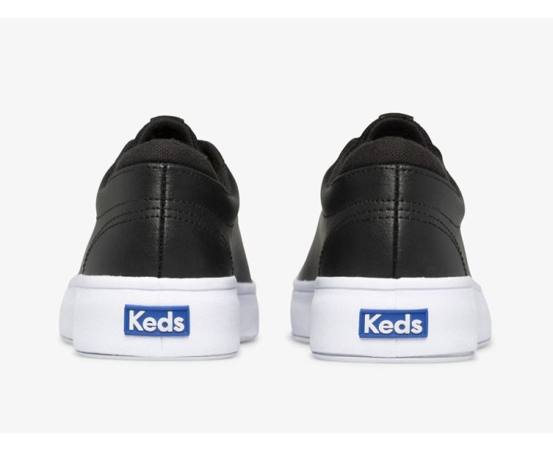 Keds Alley Leren Sneakers Dames Zwart | FDoj4V7b