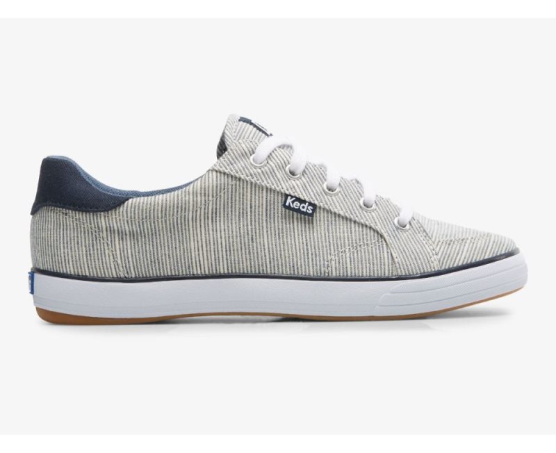 Keds Center III Slub Stripe Veterschoenen Dames Donkerblauw Strepen | KHJXdjMq