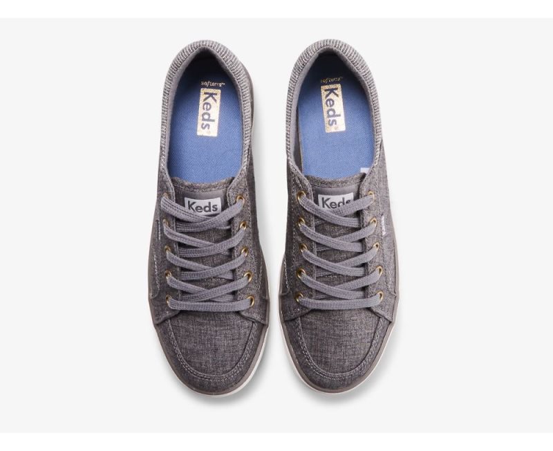 Keds Center II Katoenen Slub Sneakers Dames Grijs | e9od8zBO