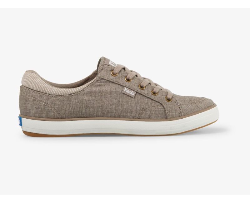 Keds Center II Katoenen Slub Sneakers Dames Bruin | jJvk0glK