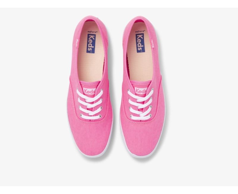 Keds Champion Canvas Neon Washable Sneakers Dames Roze | VNTclMED