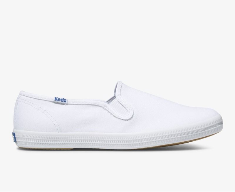 Keds Champion Canvas Slip Ons Dames Wit | g3mem6IP