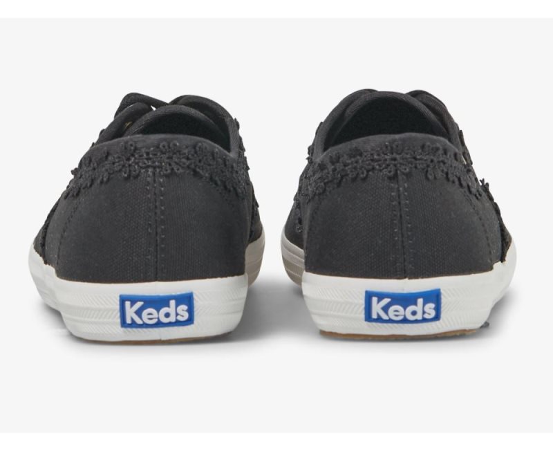 Keds Champion Crochet Trim Sneakers Dames Zwart | N3rIzSWZ