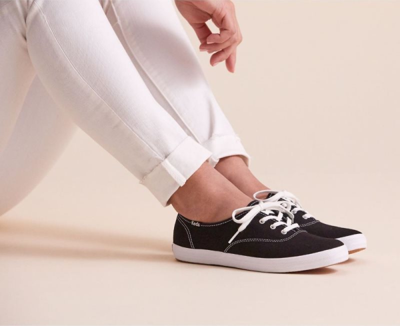 Keds Champion Feat. Organic Katoenen Sneakers Dames Zwart | c5ACJzDE