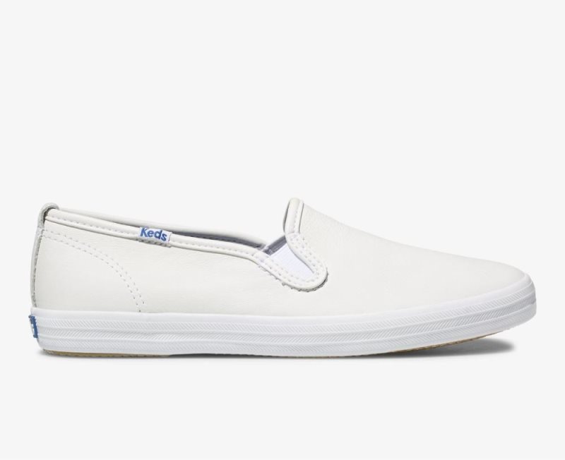 Keds Champion Leren Slip Ons Dames Wit | s0iIh8Gz