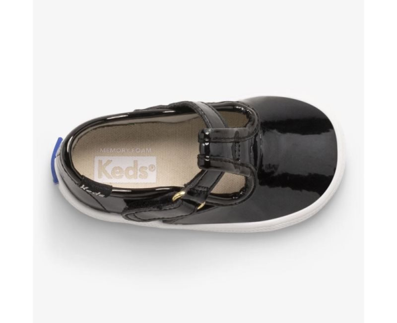 Keds Champion Neus Cap T-Riemen Sneakers Kinderen Zwart | NFhtLWbU