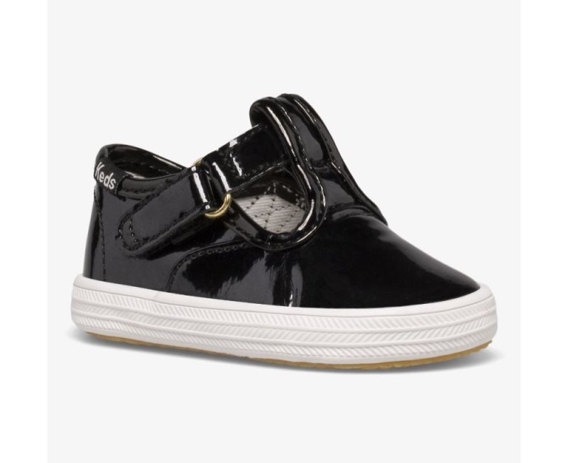 Keds Champion Neus Cap T-Riemen Sneakers Kinderen Zwart | NFhtLWbU