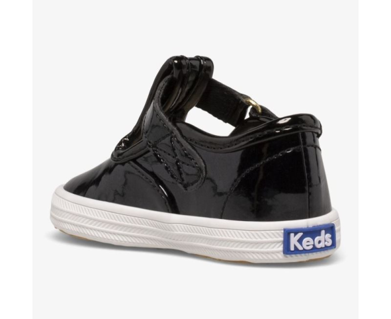 Keds Champion Neus Cap T-Riemen Sneakers Kinderen Zwart | NFhtLWbU