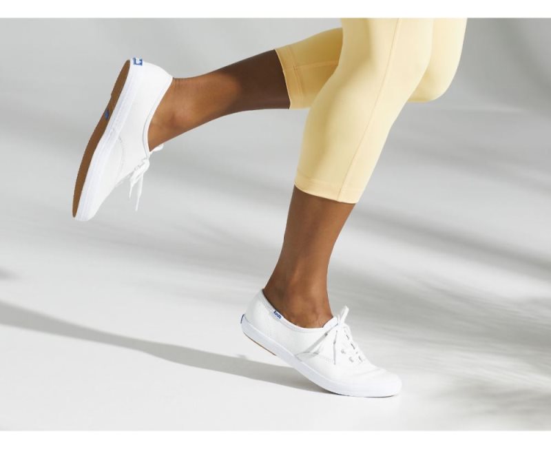 Keds Champion Originele Leren Veterschoenen Dames Wit | AMWKVupf