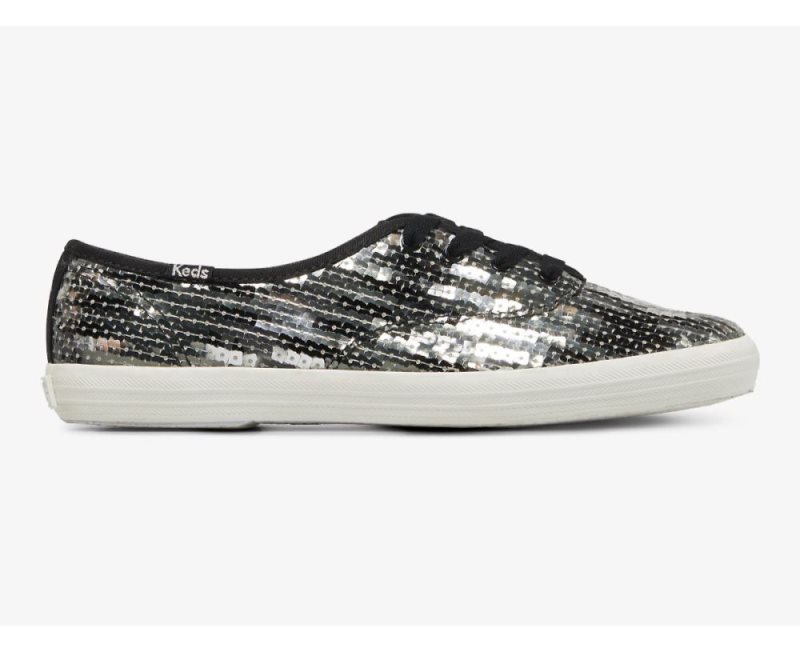 Keds Champion Sequins Celebration Sneakers Dames Zwart Zilver | JxLwnKh9