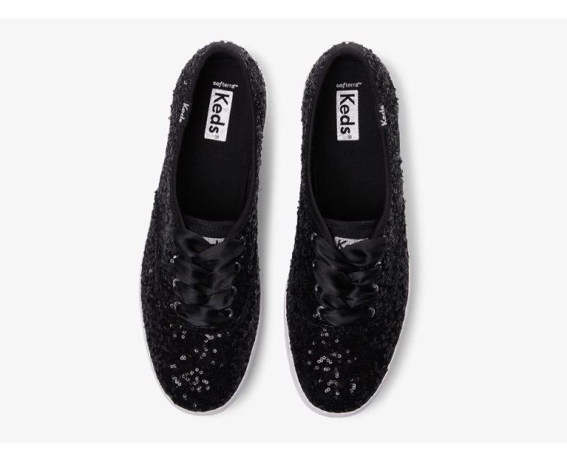 Keds Champion Sequins Celebration Sneakers Dames Zwart | dxsEYDNA