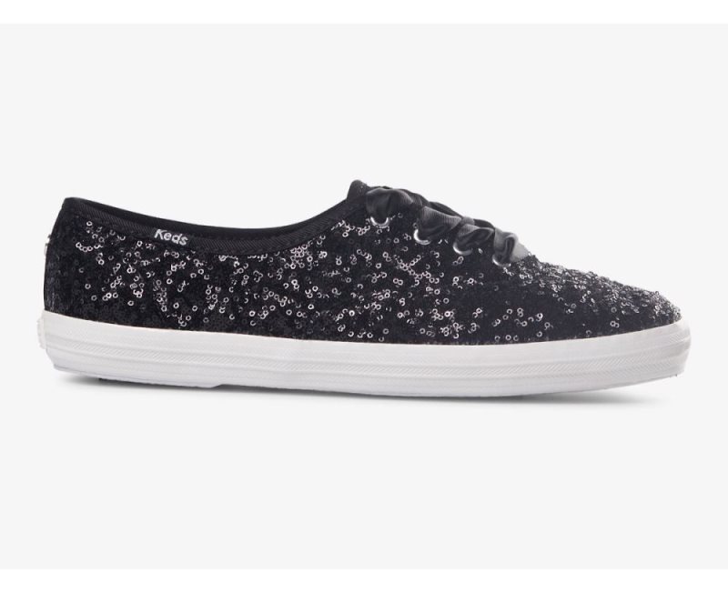 Keds Champion Sequins Celebration Sneakers Dames Zwart | dxsEYDNA