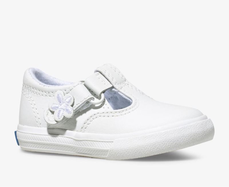 Keds Daphne T-Riemen Leren Schoenen Kinderen Wit | J6lXzSv9