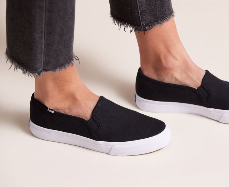 Keds Double Decker Canvas Sneakers Dames Zwart | qGObnus7