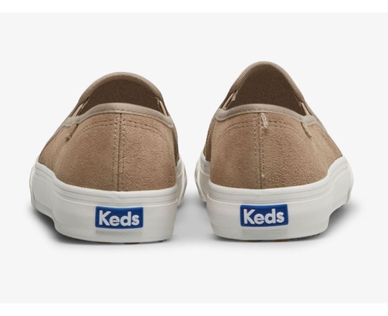 Keds Double Decker Emboss Suede Sneakers Dames Taupe | u9j76S2N