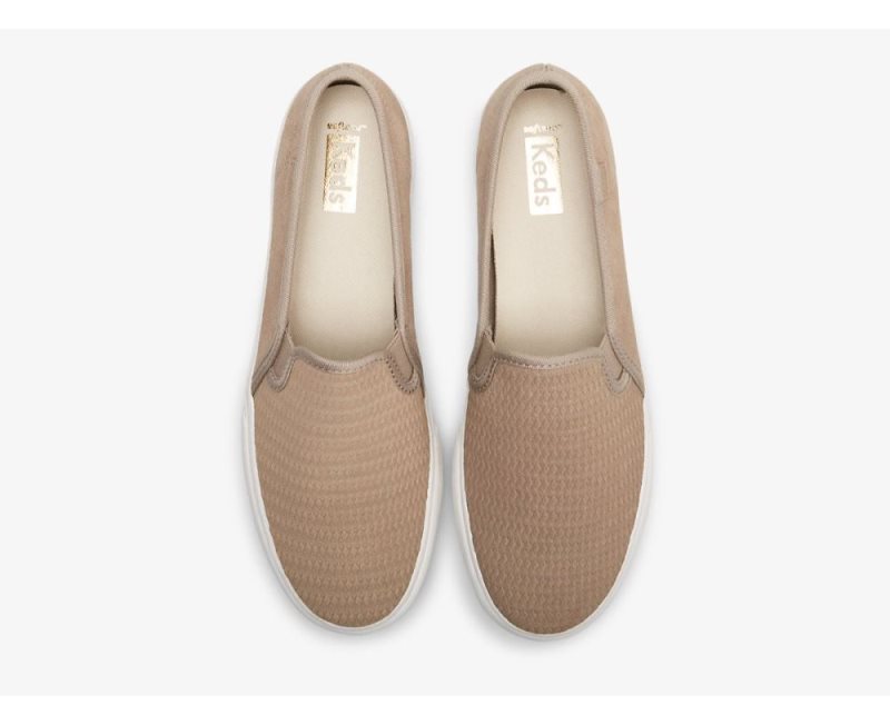 Keds Double Decker Emboss Suede Sneakers Dames Taupe | u9j76S2N