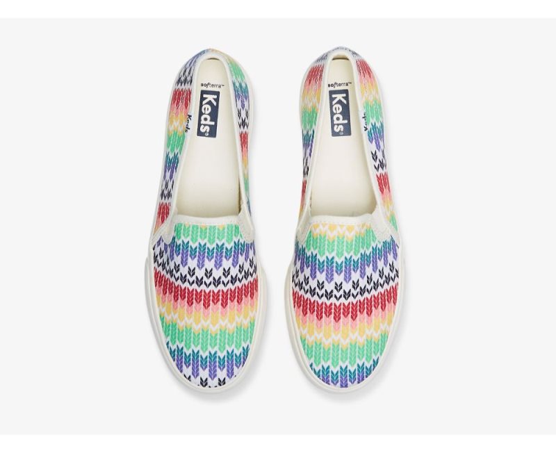 Keds Double Decker Fair Isle Canvas Sneakers Dames Wit Gekleurd | oz9CBdZl