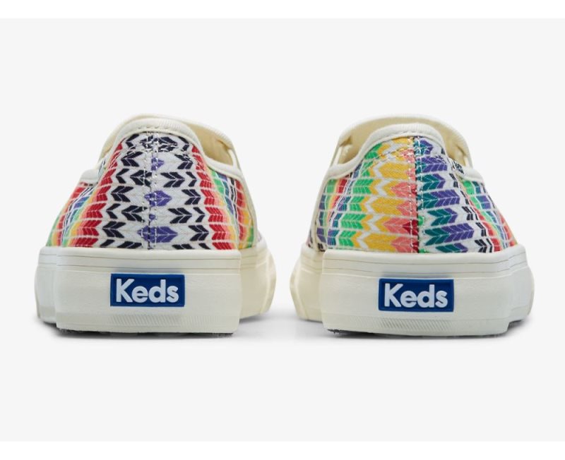 Keds Double Decker Fair Isle Canvas Sneakers Dames Wit Gekleurd | oz9CBdZl