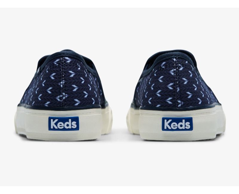 Keds Double Decker Fair Isle Canvas Sneakers Dames Donkerblauw Gekleurd | w4xXOBnm