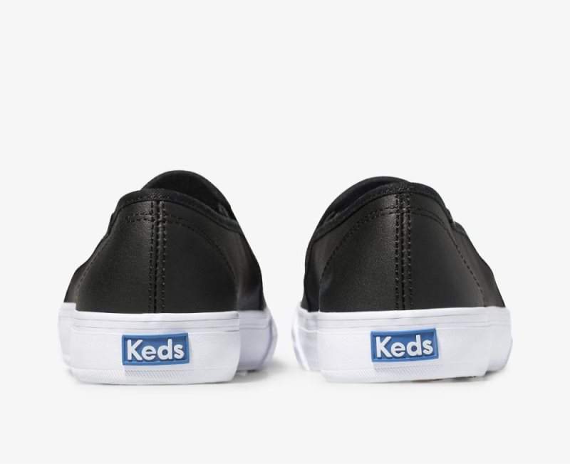 Keds Double Decker Leren Sneakers Dames Zwart | TiGBpprh