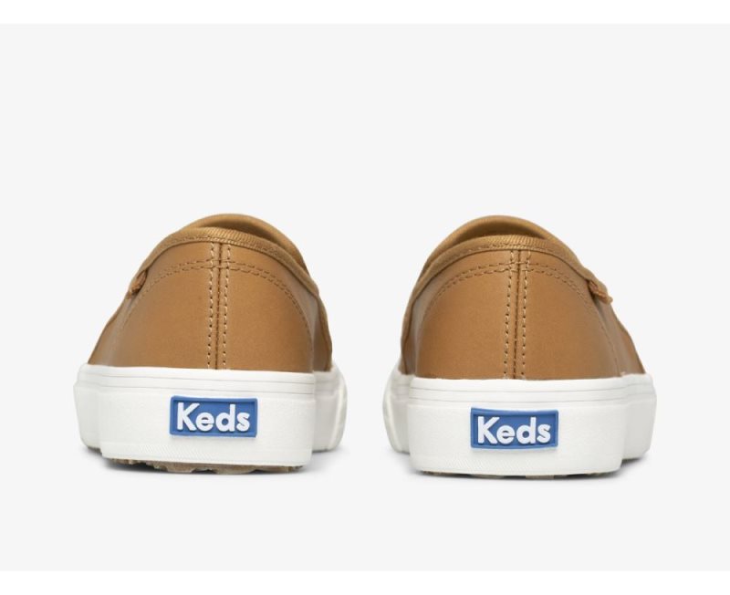 Keds Double Decker Leren Sneakers Dames Mocha | WjRgNciY