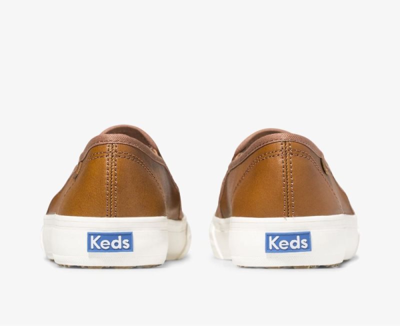 Keds Double Decker Leren Sneakers Dames Bruin | onsvDpbk