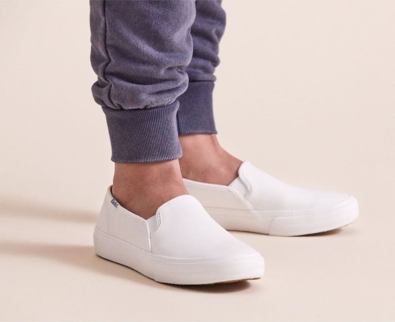 Keds Double Decker Leren Sneakers Dames Wit | rRFkReFv