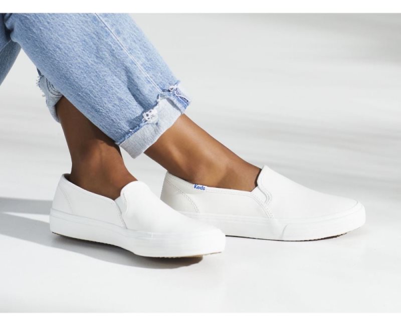 Keds Double Decker Leren Sneakers Dames Wit | rRFkReFv