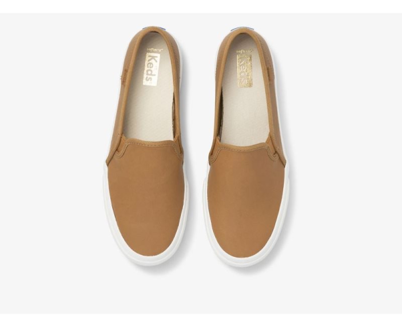 Keds Double Decker Leren Sneakers Dames Mocha | zTIj2aFD