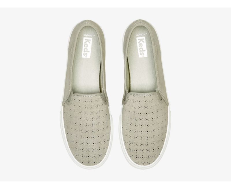 Keds Double Decker Perf Suede Slip Ons Dames Grijs | nKy6YLOC