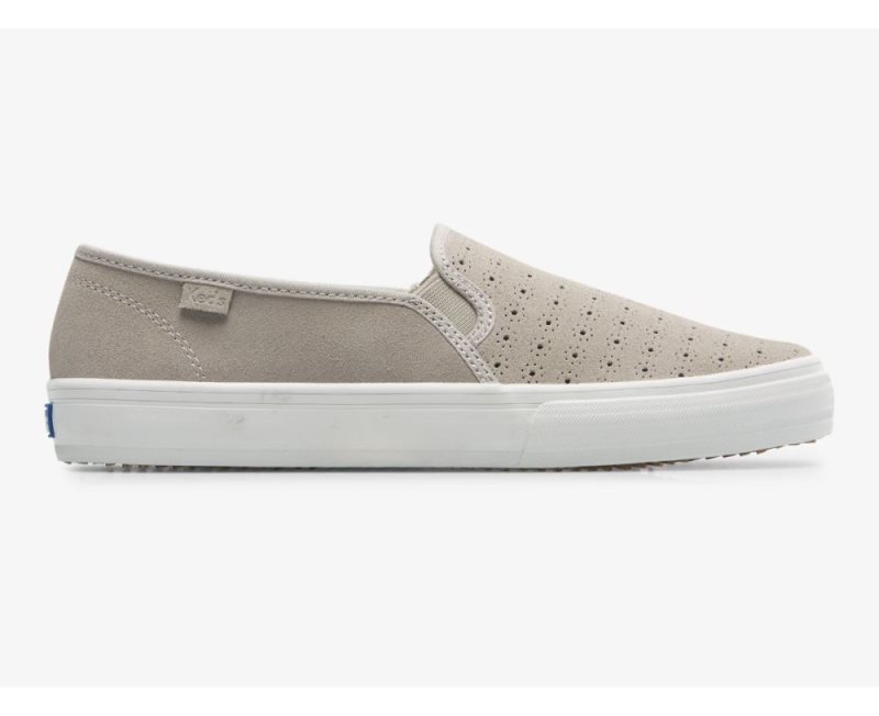 Keds Double Decker Perf Suede Slip Ons Dames Grijs | nKy6YLOC