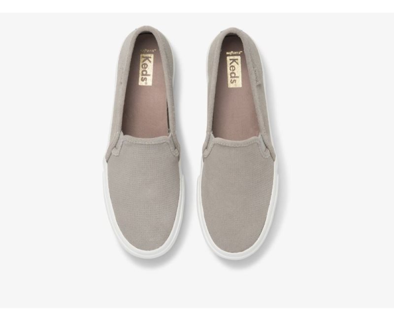 Keds Double Decker Perf Suede Sneakers Dames Grijs | LCmSlpRl