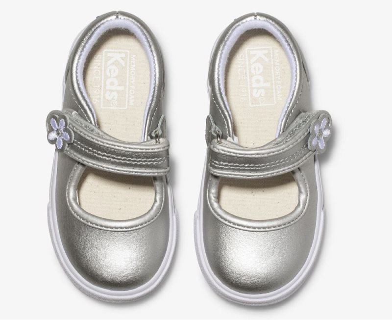 Keds Ella Mary Jane Sneakers Kinderen Zilver Metal | vONgeon4