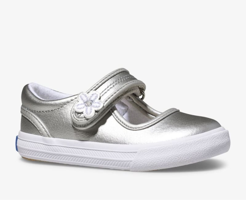 Keds Ella Mary Jane Sneakers Kinderen Zilver Metal | vONgeon4