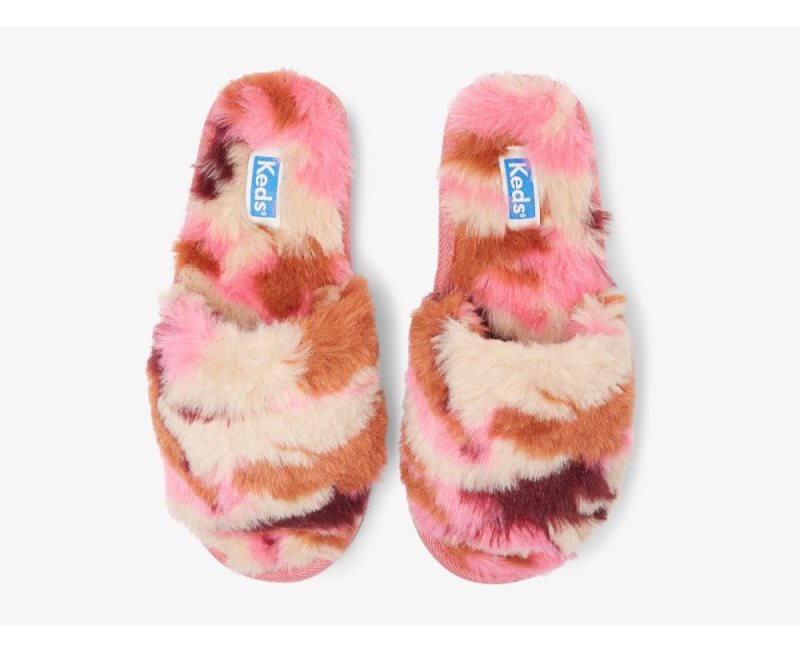 Keds Fuzzy Badslippers Slippers Slip Ons Dames Roze Camo | 5GxJKu1Q