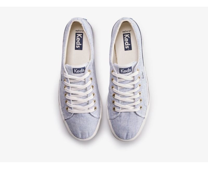 Keds Jump Kick Duo Canvas Crosshatch Sneakers Dames Blauw | gAonfzOU