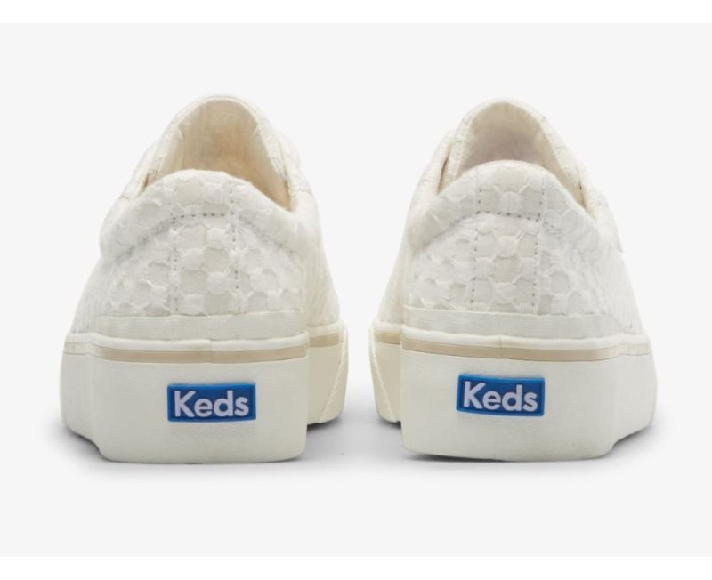 Keds Jump Kick Duo Dot Eyelet Veterschoenen Dames Wit | bmURc04a