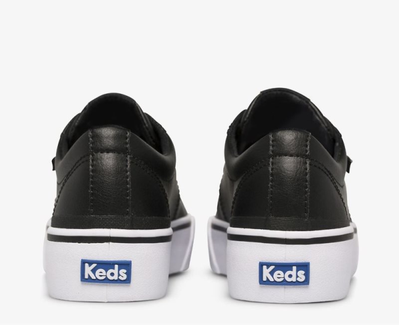 Keds Jump Kick Duo Leren Sneakers Dames Zwart | 8rHizU3S