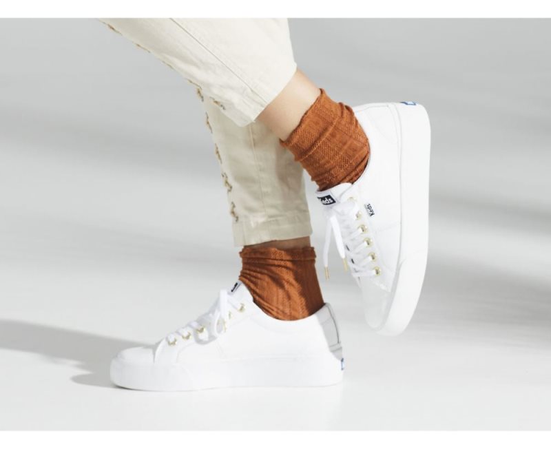 Keds Jump Kick Duo Leren Sneakers Dames Wit | KKaJxjE1