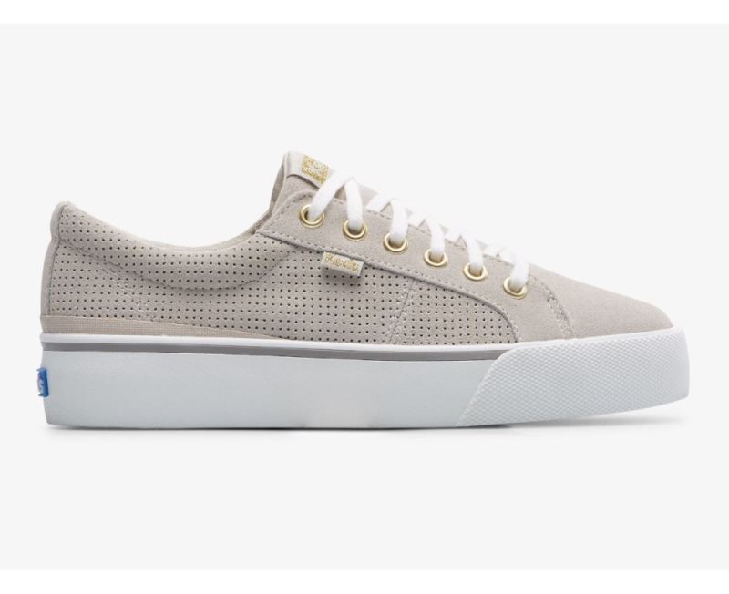 Keds Jump Kick Duo Perf Suede Veterschoenen Dames Grijs | bcyl8OcZ