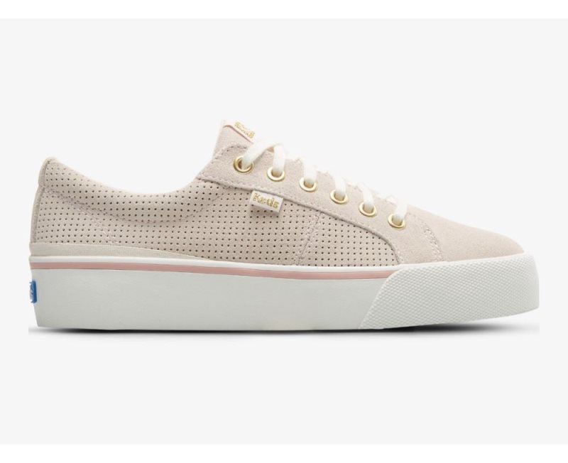 Keds Jump Kick Duo Perf Suede Veterschoenen Dames Lichtroze | oGUSjb8V